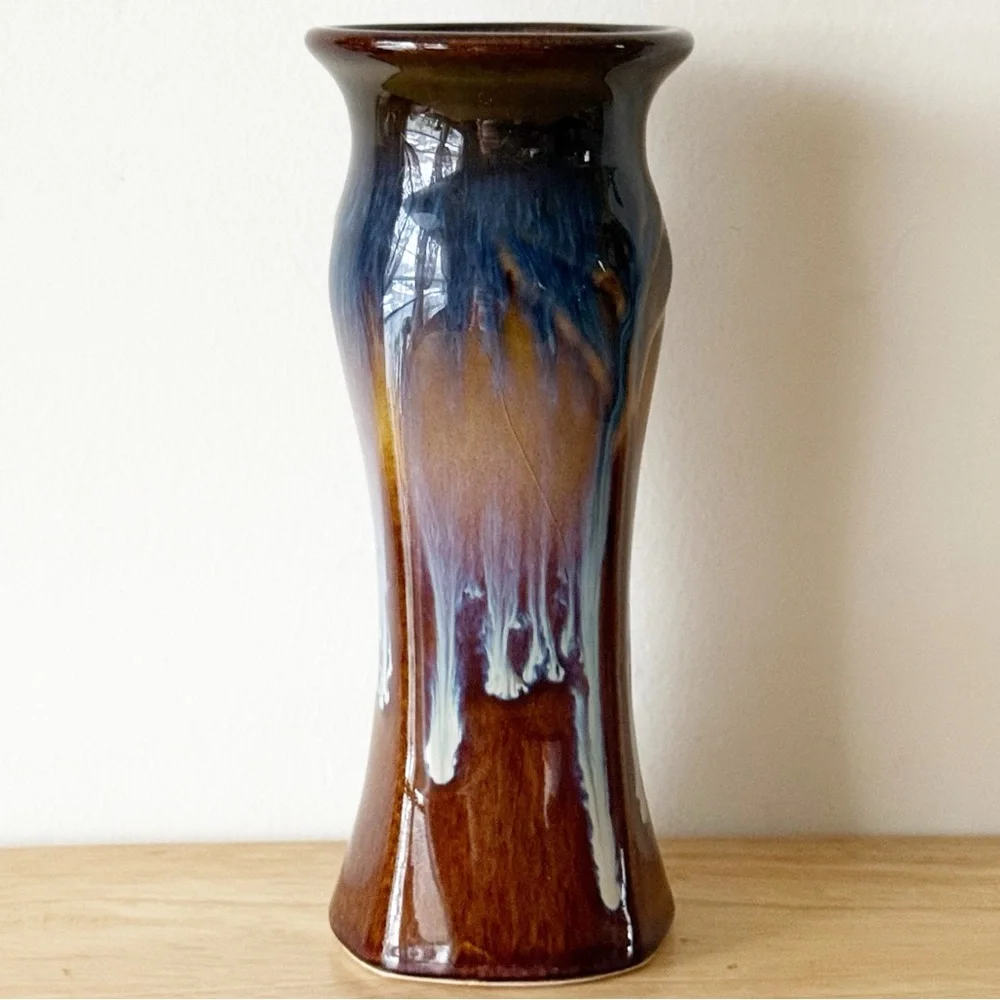 Bill Campbell Studio Pottery 7.5” Inch Vase Signed Drip Glaze Artisan Wabi Sabi - Picture 6 of 15